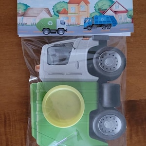 Recycle or Garbage Truck Play-Doh Party Favor Cards with Personalized Topper, Vehicle Party Favors, Transportation Party