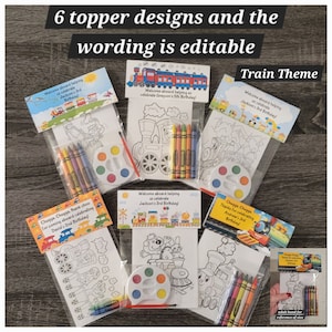 Train-Choo Choo Theme Favors Crayons or Painting Bags.  1 Bag (1 child) includes 8-4x6 cards, Topper & either 5 assorted Crayons or Paint