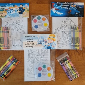 Kids Crayons or Painting Party Favor Bags.  1 bag (1 child) includes 8-4x6 Cards, Personalized Topper & either 5 assorted Crayons or Paint