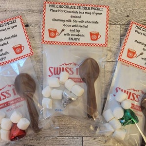 Snowman Soup Gift Bags with Chocolate or Chocolate Peppermint Stirrer Spoon, Snowman Soup Stocking Stuffer, Christmas Stocking Stuffer