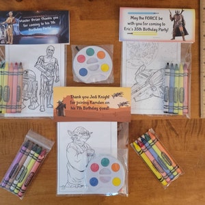 Kids Crayons or Painting Party Favor Bags.  1 bag (1 child) includes 8-4x6 Cards, Personalized Topper & either 5 assorted Crayons or Paint