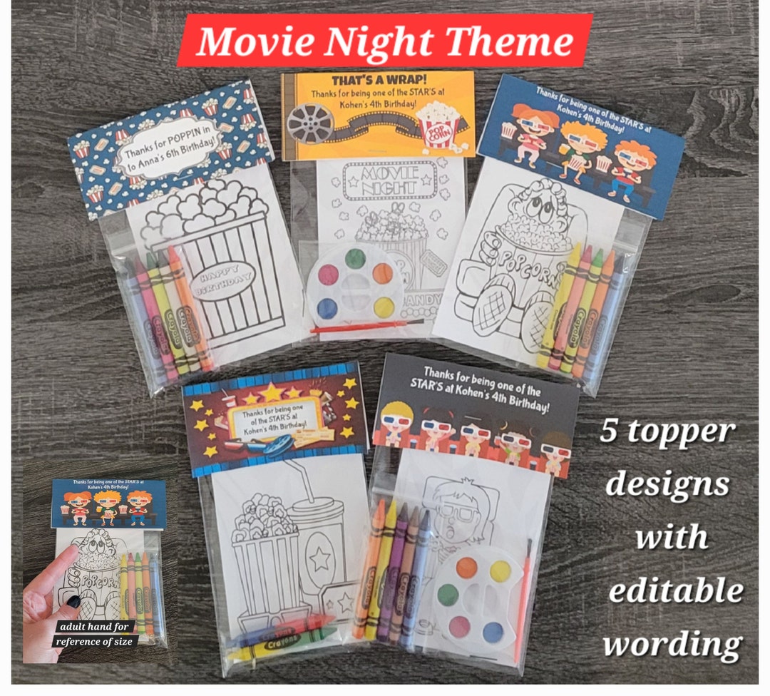 Movie Night Theme Party Favor Bags. 1 Bag (1 Child) Includes 8-4x6 ...