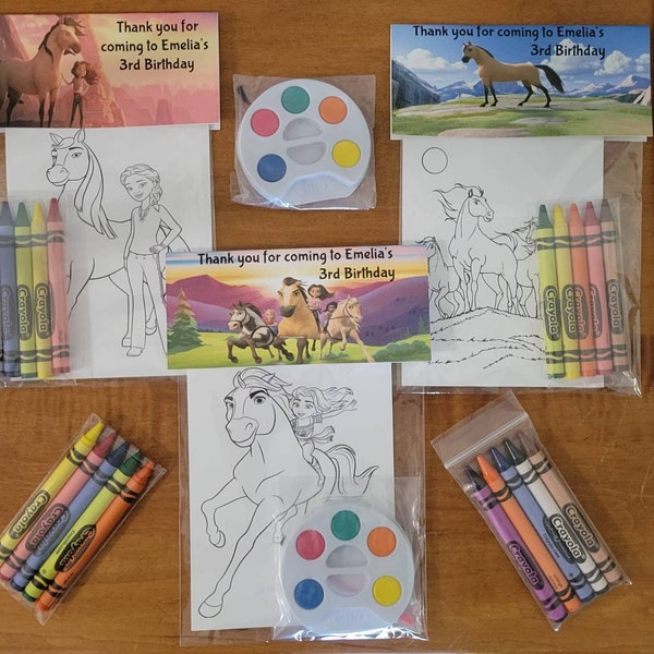 Kids Crayons or Painting Party Favor Bags.  1 bag (1 child) includes 8-4x6 Cards, Personalized Topper & either 5 assorted Crayons or Paint