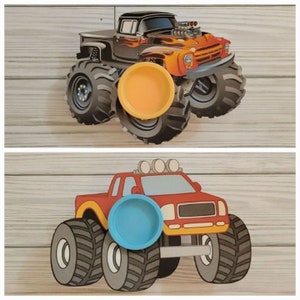 Truck or Monster Truck Theme Play-Doh Birthday Favors with Personalized Topper, Kids Party Favors, Play-Doh Goodie Favors