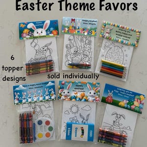 Easter Theme Favor Bags.  1 Bag includes 8-4x6 Easter theme Cards, Personalized Topper & choice of craft theme
