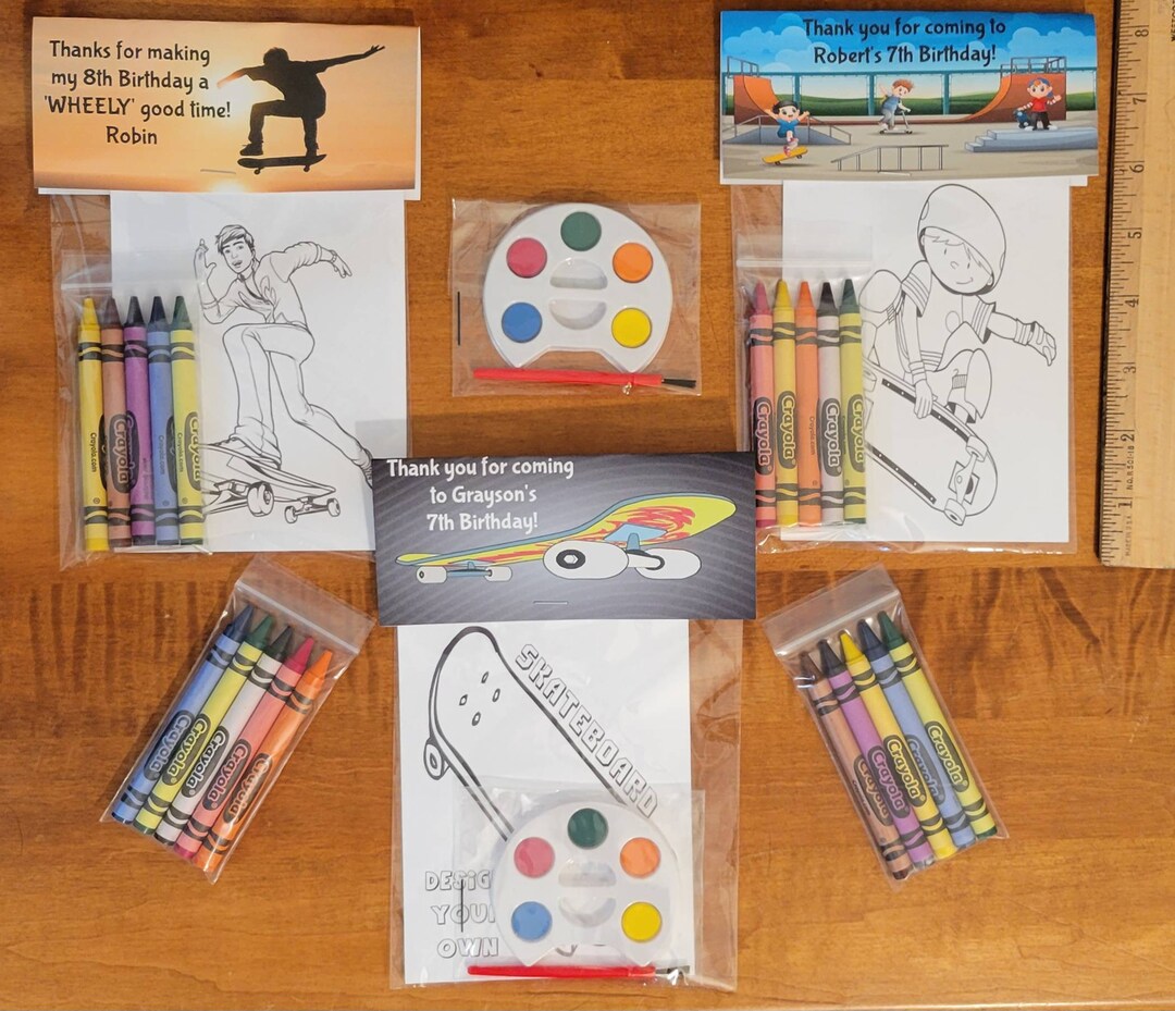 Skateboard Theme Party Favor Bags. 1 Bag 1 Child Includes 84x6 Cards