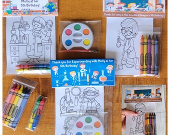 Custom Science Party Favors Coloring Sheets - Etsy