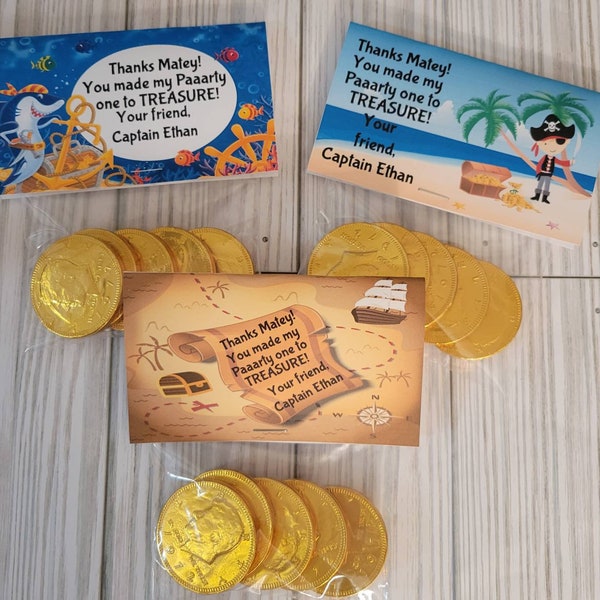 Pirate Theme Party Favor Bags, Pirate Loot Favor Bags with 5 Chocolate Coins per bag...