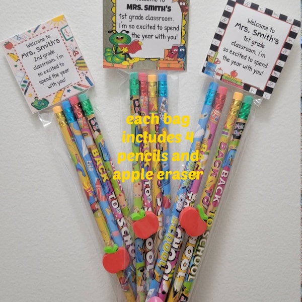 Personalized Back To School Pencil Pack, Classroom Favors or Gifts, Back To School Pencil Favors or Gifts