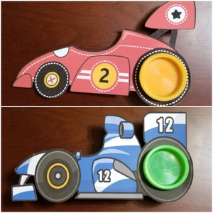 Kids Birthday Number included on Race Car, Play-Doh Cards with personalized topper, Kids Party Favors, Race Car Party Favors