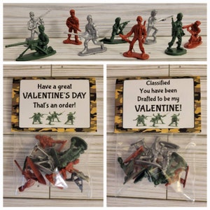 Toy Soldiers Valentine Favors or Bags, Army Valentines, Boys Valentine, Valentine for Class