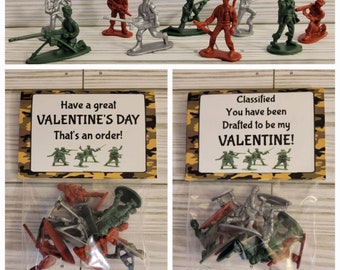 Toy Soldiers Valentine Favors or Bags, Army Valentines, Boys Valentine, Valentine for Class