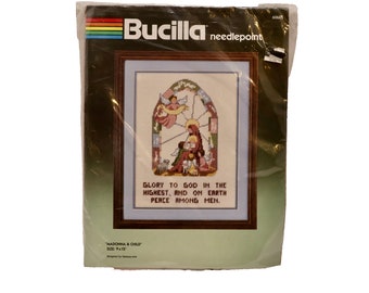 Bucilla Needlepoint Kit Madonna & Child Nativity Angel 9x12" NEW