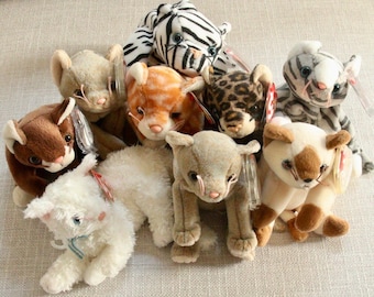 Ty Beanie Babies Cat Lot 9 Blizzard Scat Pounce Amber Snip Prance Sneaky Starlet