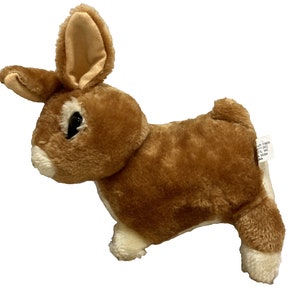Easter Plush Bunny Rabbit Brown Hopping Stuffed Glass Eyes Wondertreats Vintage