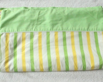 Lenzuolo piatto completo Cannon Monticello a righe verdi e gialle, stile vintage retrò