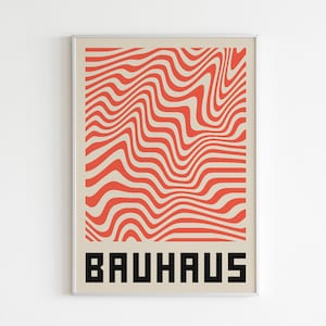 Poster digitale scaricabile ispirato a Bauhaus Ausstellung 1923 / Mid-century Modern / Abstract Retro Art / 1970&#39;s Psychedelia / Currents