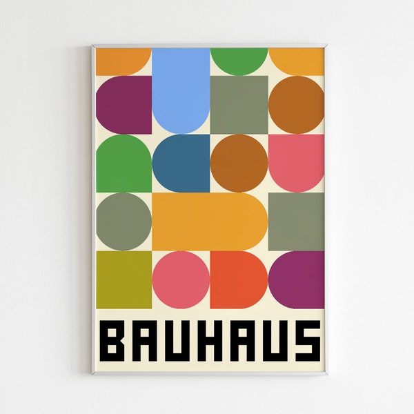 Digital Download Poster Inspired by Bauhaus Ausstellung 1919 | Mid-Century Modern | Abstract Retro Art | Geometrical Shapes