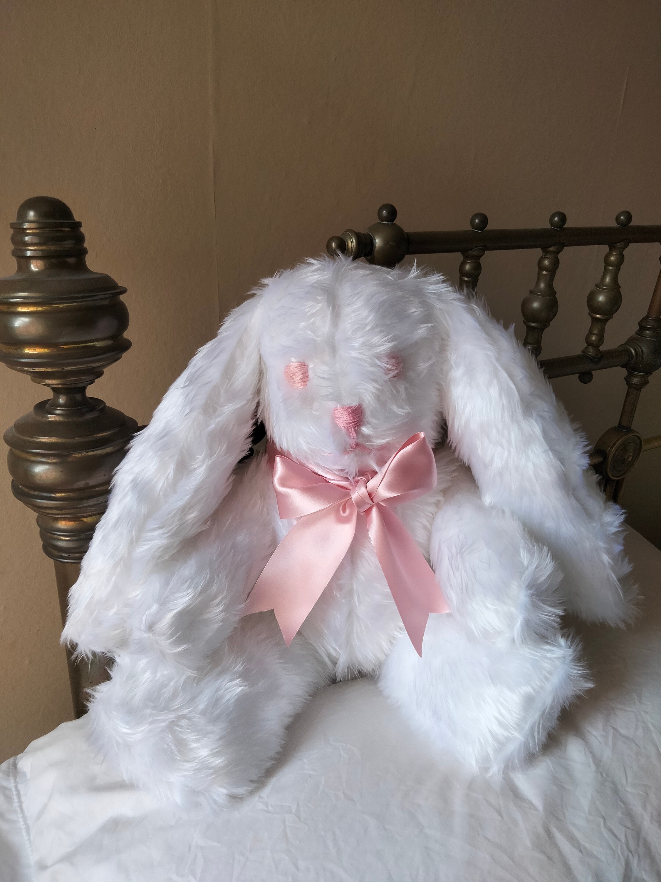 White faux fur Bunny rabbit Etsy