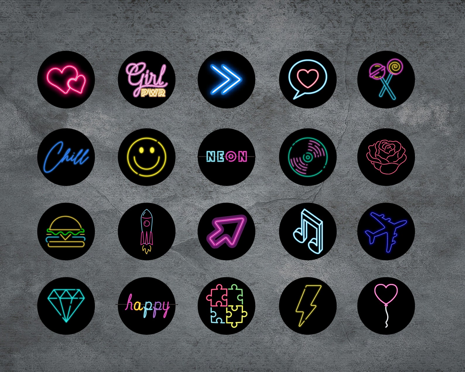 me instagram highlight cover neon