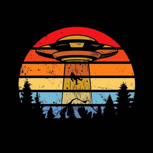 Bigfoot y alienígena bajo la luna Svg, Bigfoot Svg, Alien Svg, UFO Svg, Yeti Svg, Cricut & Silhouette, Imprimible, Vector, Png svg
