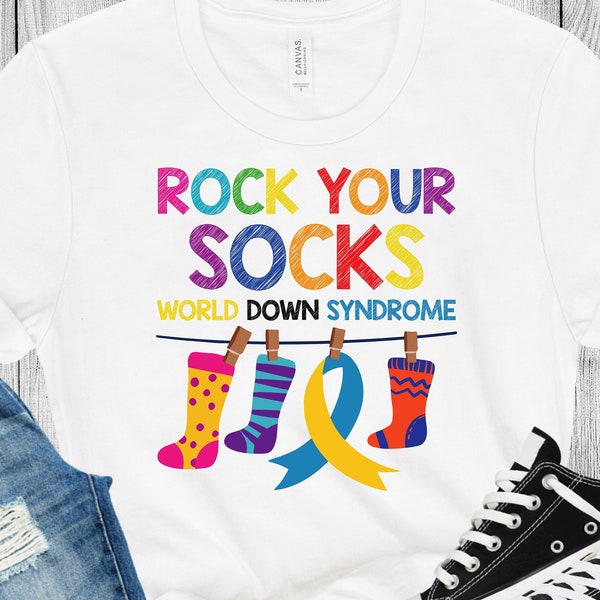 Rock Your Socks Down Syndrome Svg, Down Syndrome Awareness, Down Trisomiy 21, WDSD, We Wear Blue And Yellow, 21 mars, Lucky Few,Fichier numérique