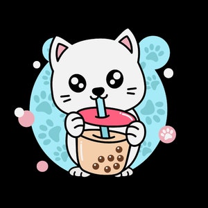 Kawaii Boba Cat svg png for cricut, Cat Boba Shirt svg, Cat Lover Gift, Boba Tea Shirt png, Kawaii Shirt svg, Cute kitty Boba Png, Cat Png