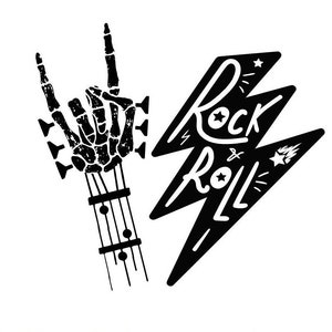 Rock N Roll SVG, Rock And Roll Music SVG, Guitar SVG, Rock Hand Svg, Rock hand sign Svg, Heavy Metal Svg, Svg For Silhouette and Cricut