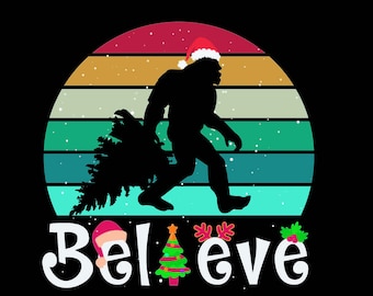 Believe Bigfoot Christmas Svg, Bigfoot Christmas Shirt, Bigfoot Christmas Tree lights Gifts, Funny Christmas Shirt , Sasquatch Christmas Tee