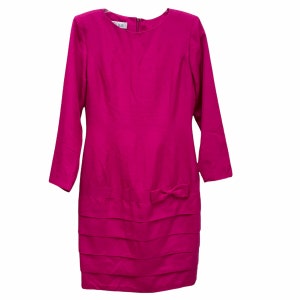 Vintage 80s / 90s Gillian 100% Silk Dupioni Long Sleeve Hot Pink Dress • Mean Girls Barbiecore