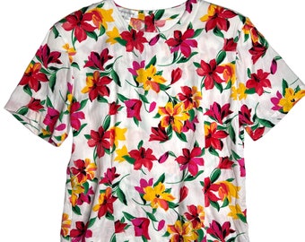 Blusa popover floral Jones New York vintage de los años 90 • Aderezo de dopamina Preppy Bloomcore