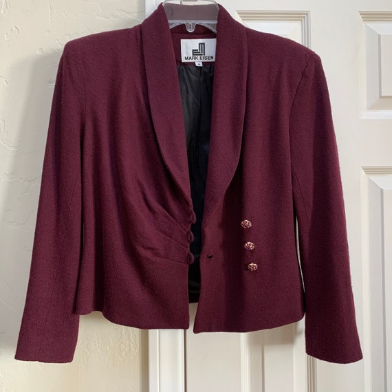 Vintage Mark Eisen Wool Crepe Blazer with Jeweled… - image 2