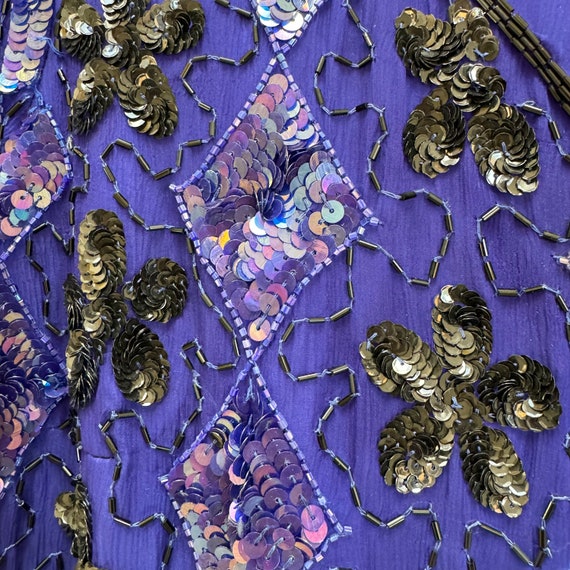 Vintage 80s Stenay Beaded Sequin Silk Blouse Plus… - image 4