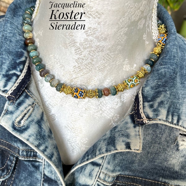 Fun necklace , colourful necklace , summer choker , gemstone necklace , cadeau idee , hippie choker , boho ketting , unique choker , gypsy