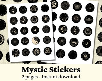 Mystic Stickers Printable | Zodiac Sticker Set | Spiritual Witchy Sticker Pack | Printable Witch Stickers for Planners