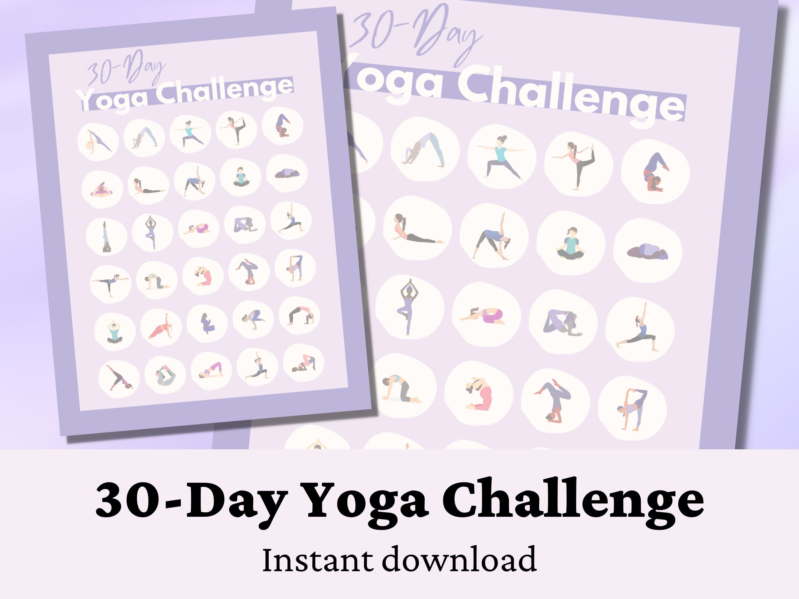 30-day Yoga Challenge Printable | Yoga Printable 30 Day Challenge Tracker | Yoga Pose Poster ...