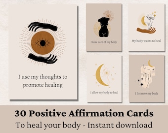 Affirmation Cards for Healing | Self Healing Affirmation Cards for Staying Healthy | Printable Affirmation Cards to Heal Your Body