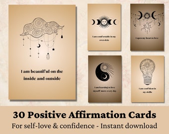 Affirmation Cards for Self Love Printable | Confidence & Self Love Affirmation Cards | 30 Self Love Affirmations for Women