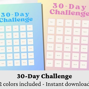 30 Day Challenge Printable , 30 Day Challenge Template , 30 Day Tracker