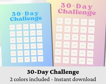 30 Day Challenge Printable , 30 Day Challenge Template , 30 Day Tracker