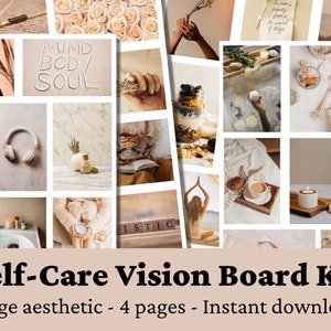 Vision Board Kit Self Care Printable , Vision Board Printables 2023 , Kit collage fotografico estetico beige