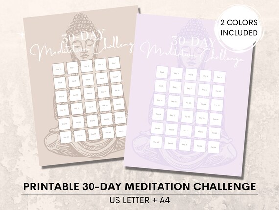 Meditation Challenge Printable 30-day Meditation Tracker | Etsy