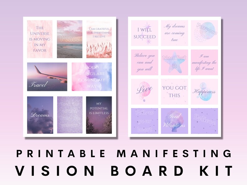 Vision Board Printables Printable Vision Board Kit Etsy