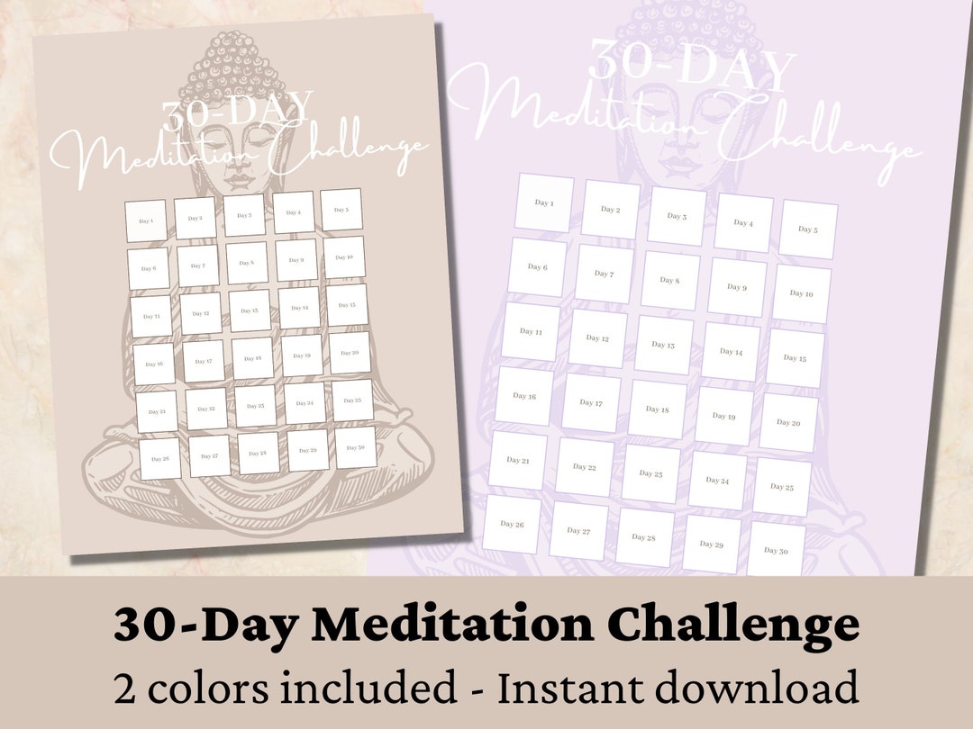 Meditation Challenge Printable | 30-day Meditation Tracker ...