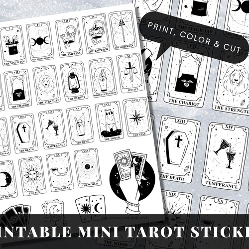 Printable Mini Tarot Card Stickers All 78 Cards on Single - Etsy