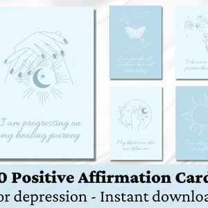 Affirmations Cards for Depression | Depression Affirmation Cards | Printable Affirmation Cards for Mental Health | Encouragement Cards
