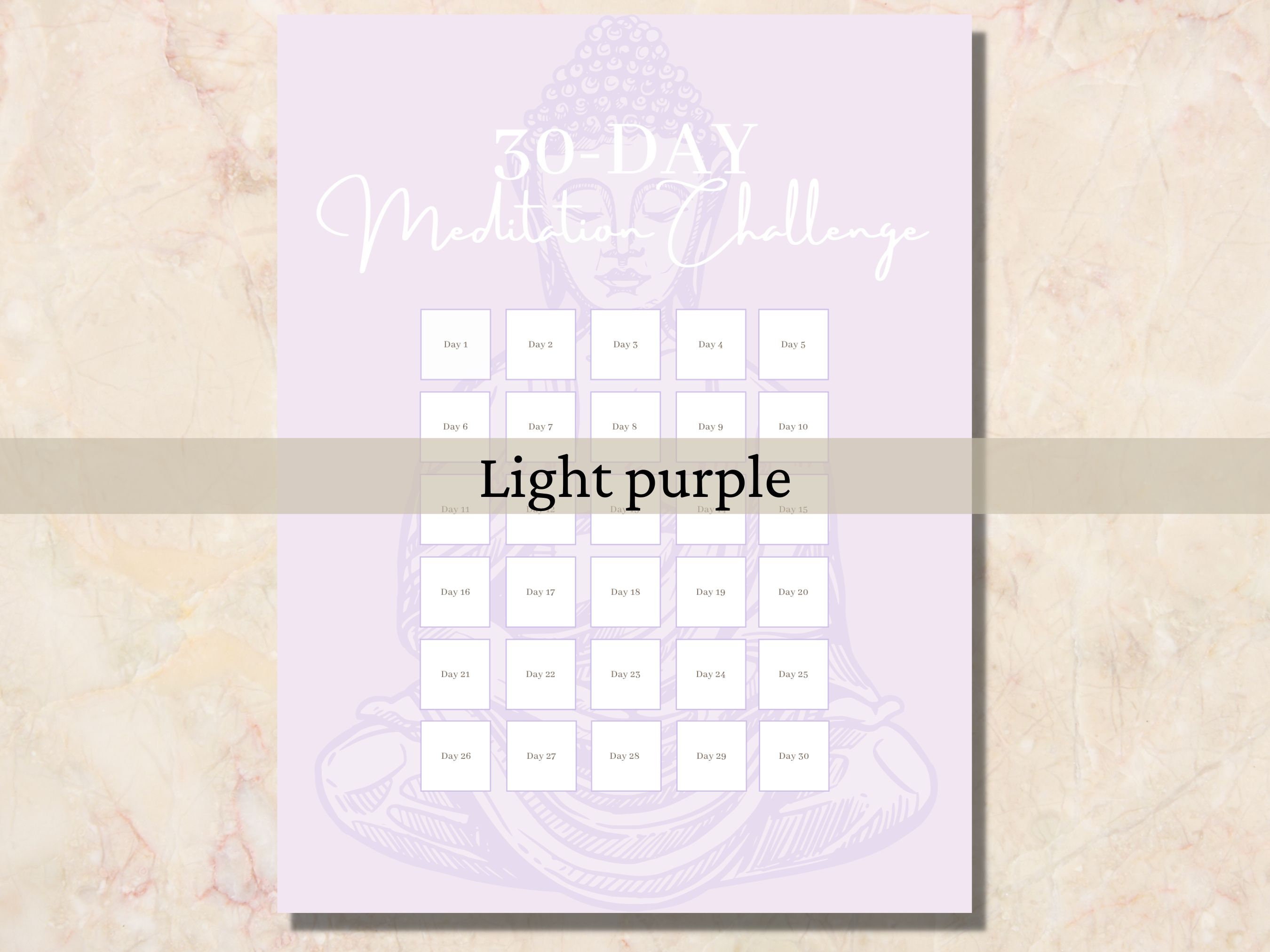 Meditation Challenge Printable | 30-day Meditation Tracker ...