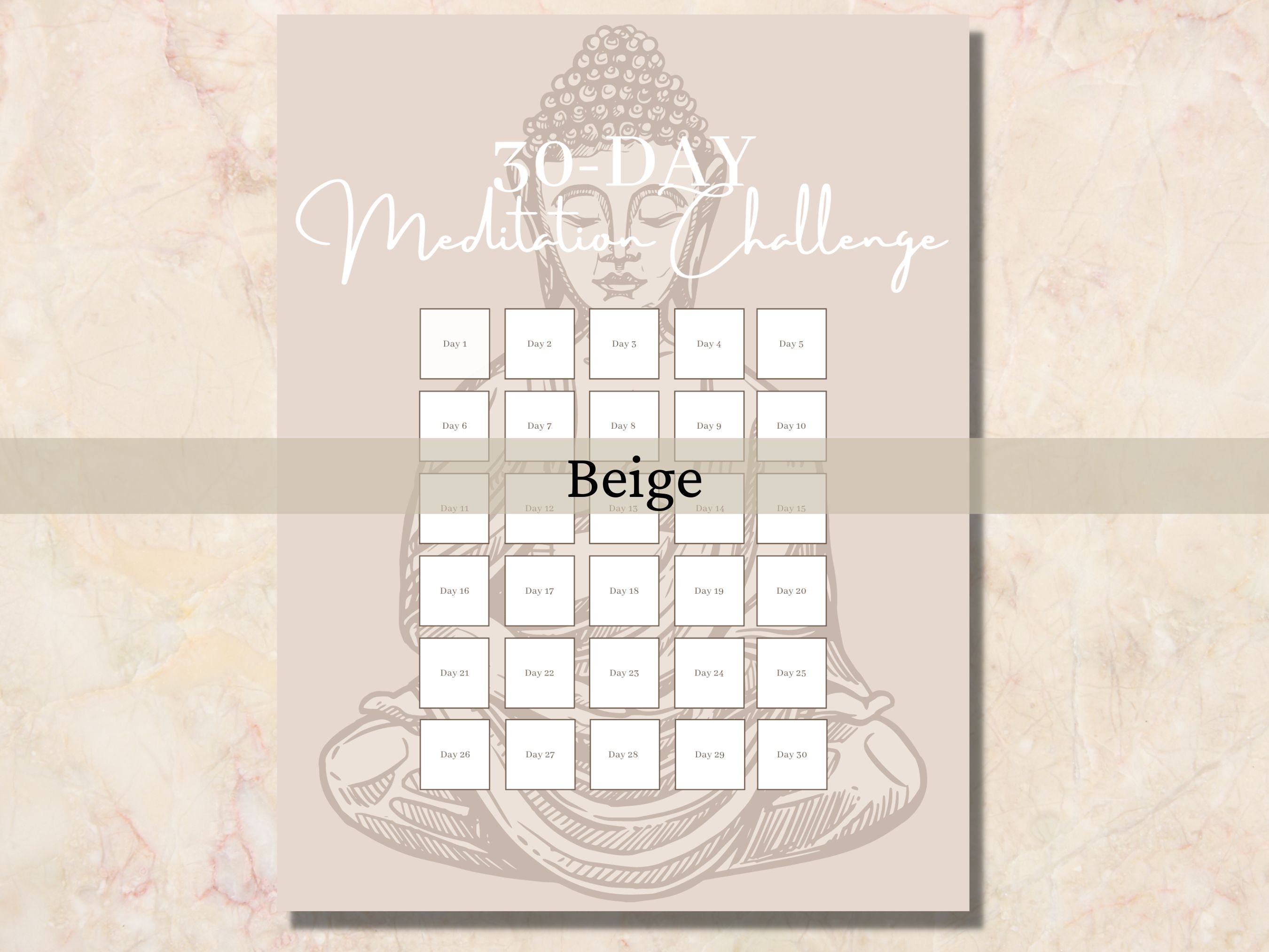 Meditation Challenge Printable | 30-day Meditation Tracker ...