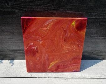 Acrylic Pour Painting/Original Fluid Art/Abstract/  8 x 8