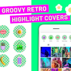 Groovy dreamy retro Instagram Story Highlight Covers